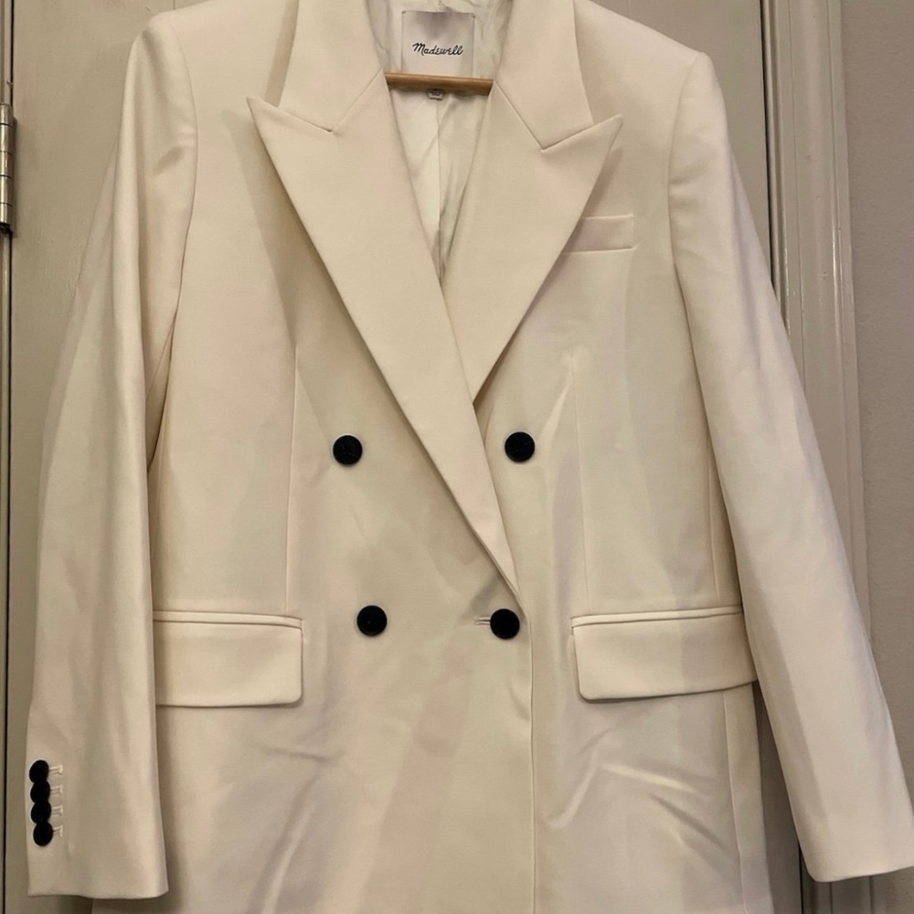 Women’s Madewell Wool Tuxedo Blazer in Winter White/ size 8